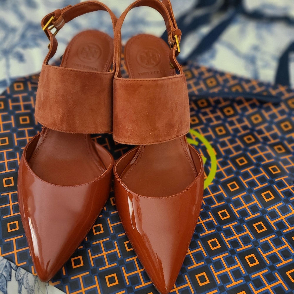 Burnt orange Tory Burch heels